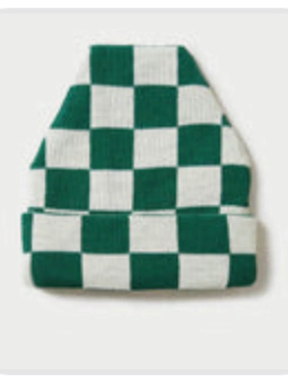 Loeffler Randall Bartlet Checker Knit Beanie Forest & Cream